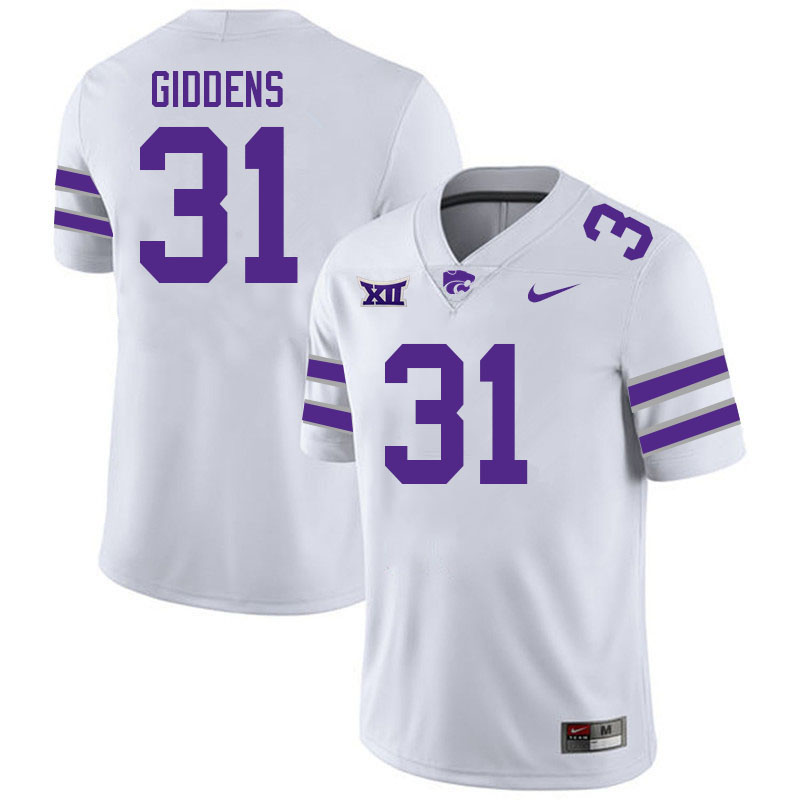 #31 DJ Giddens Kansas State Wildcats Fotball Jerseys Stitched Sale-White